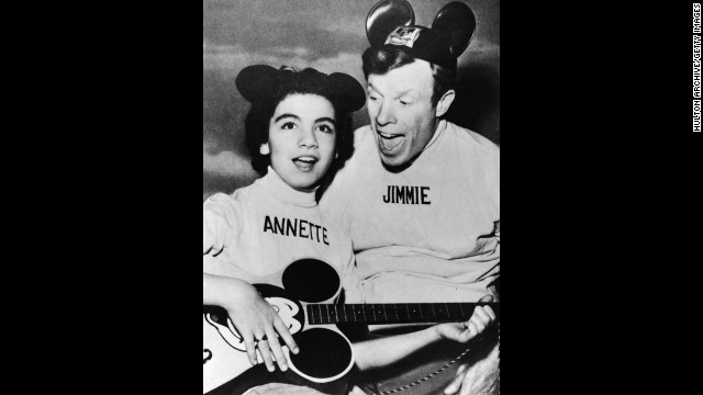 Funicello and Jimmie Dodd promote "The Micky Mouse Club" in 1957. Walt Disney selected Funicello to be on the popular children's show when she was 12.